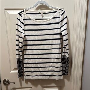 Banana Republic Black and White Striped Long Sleeve Top - boat neck